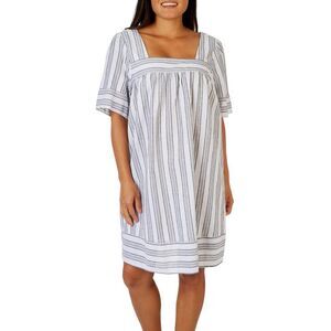 Alexander Jordan Women's Square Neck Short‎ Sleeve Dress Med Grey/white